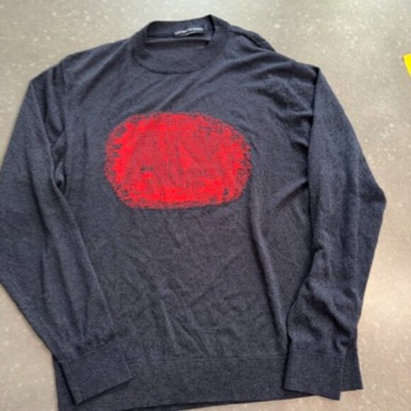 Emporio Armani Charcoal Gray Logo Sweater - Size 50 (L/XL) - Picture 3 of 11